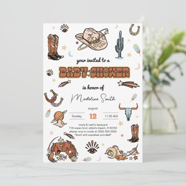 С Western inbjudan till  Rodeo Baby Shower (Stående Fram)