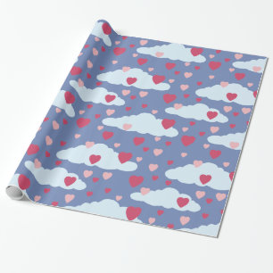 Сloud hjärtavalentin dag som slår in papper presentpapper