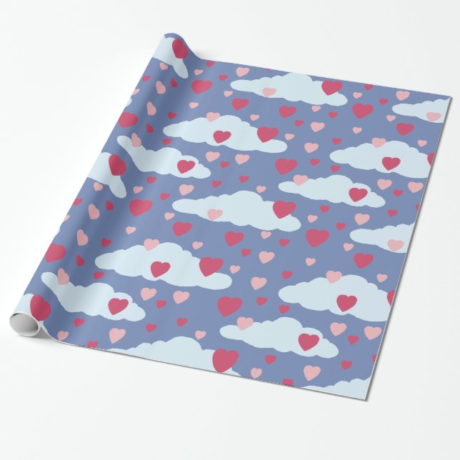 Сloud hjärtavalentin dag som slår in papper presentpapper (Utrullad)