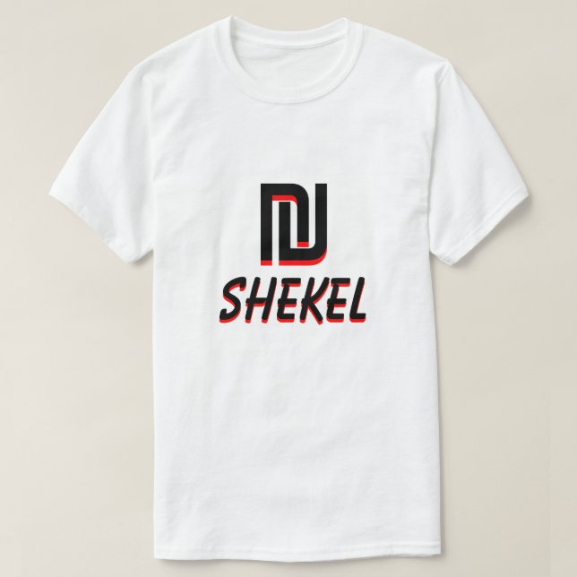 ₪ שֶׁ קֶ ל חָ דָ ny shekel vit שׁ t-shirt (Design framsida)