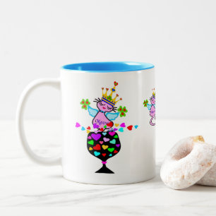 ♥ ت ☘ Irish Swanky Queen-Cat Fabulous Classic Två-Tonad Mugg