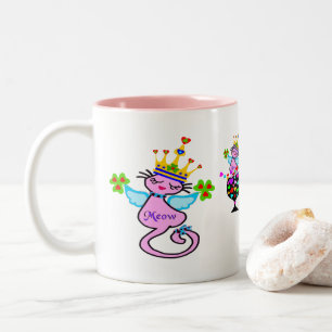 ♥ ت ☘ Irish Swanky Queen-Cat Fabulous Classic Två-Tonad Mugg