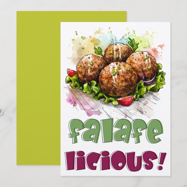 ف ل ا ف ل Falafel Hummus Arabiska Vegan Healthy Fo Inbjudningar (Fram/baksida)