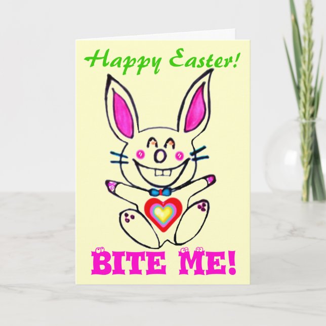 ♠" ๑ Çütê Naughty Bunny HappyEaster Card ๑ " ♠ Helgkort (Framsida)