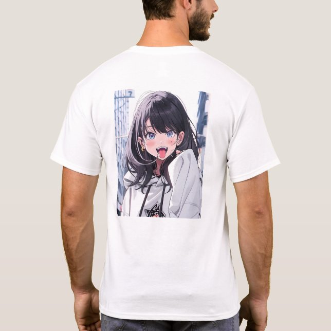 あっかんべーJK｜バックプリントTシャツ｜寿司娘 GenerativeAI T Shirt (Baksida)