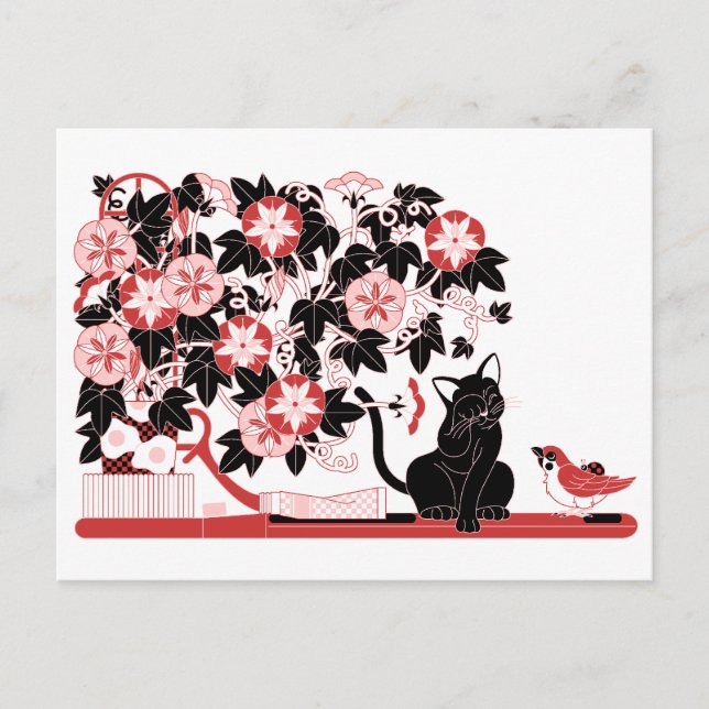 おはようあさがお（Good morning,morning glory.） Vykort (Framsida)