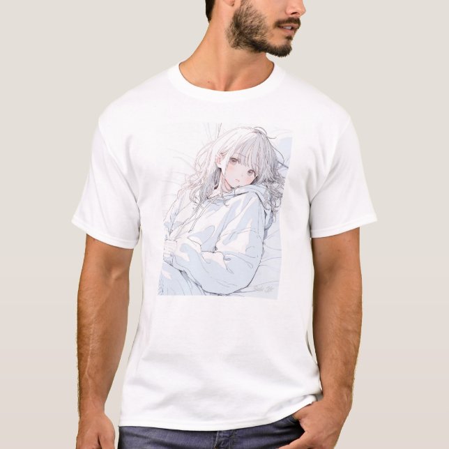 お昼寝JK Tシャツ02｜寿司娘 GenerativeAI T Shirt (Framsida)