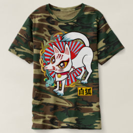 お魚くわえた白狐さん♪ WHITE FOX T-SHIRT