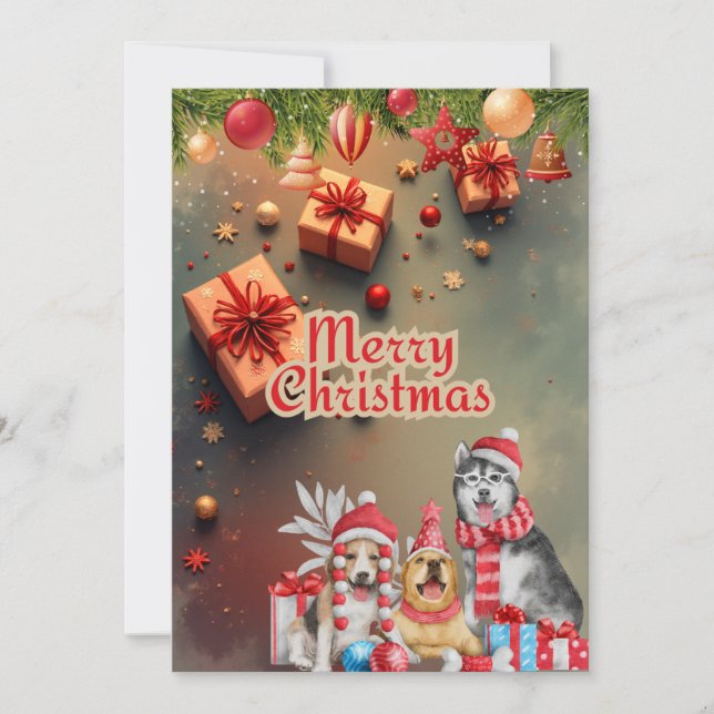かわいい犬のクリスマスカード♡ JULKORT (Framsida)