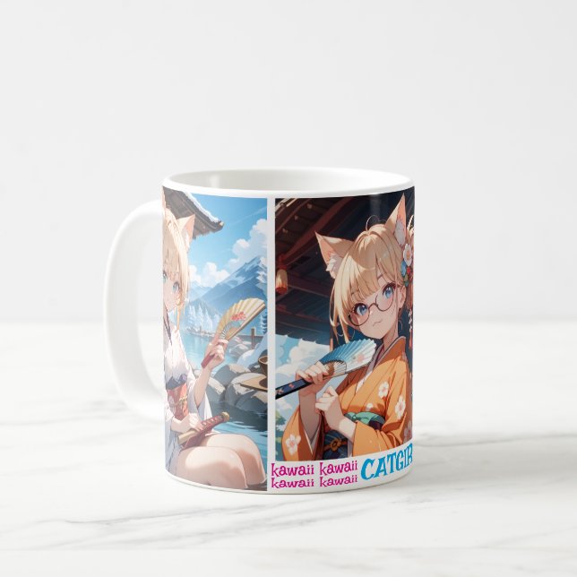 かわいい猫耳娘のカップ KAFFEMUGG (Framsida vänster)