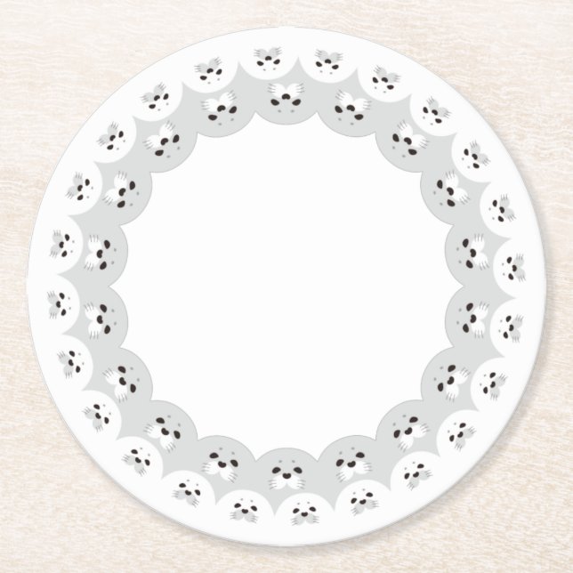 ぐるっとあにまる「カワイイアザラシ親子」 UNDERLÄGG PAPPER RUND (Framsidan)