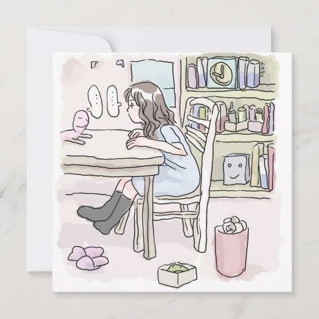 さいくさじ　お部屋で机に向かう ANTECKNINGSKORT (Framsida)