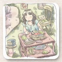 さないやじ 散らかったお部屋の雑貨の置いてある棚を片付ける女性のイラスト