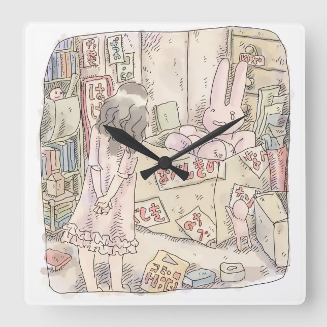 さなごむじ  お部屋の段ボールの中で震えているウサギを見ている女性のイラスト FYRKANTIG KLOCKA (Framsida)