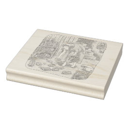 さなささじ 部屋の階段わきで屈んでたくさん落ちているゴミを拾う女性のイラスト STÄMPEL