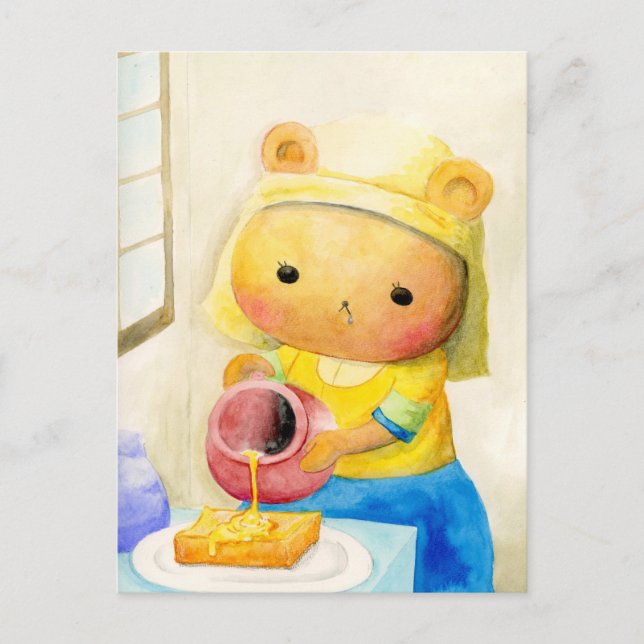 はちみつをそそぐくまさん HELG VYKORT (Framsida)