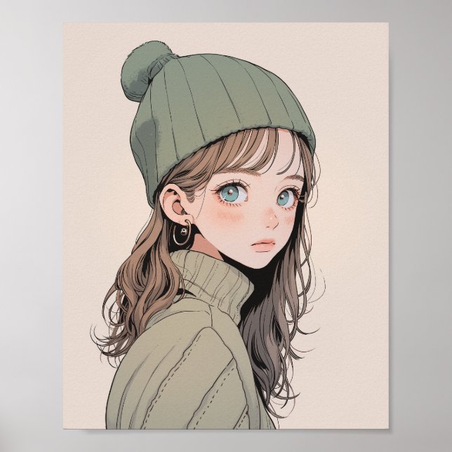 【アイコン画像】ダウンロードできるニット帽JK｜寿司娘 GenerativeAI Poster (Framsidan)