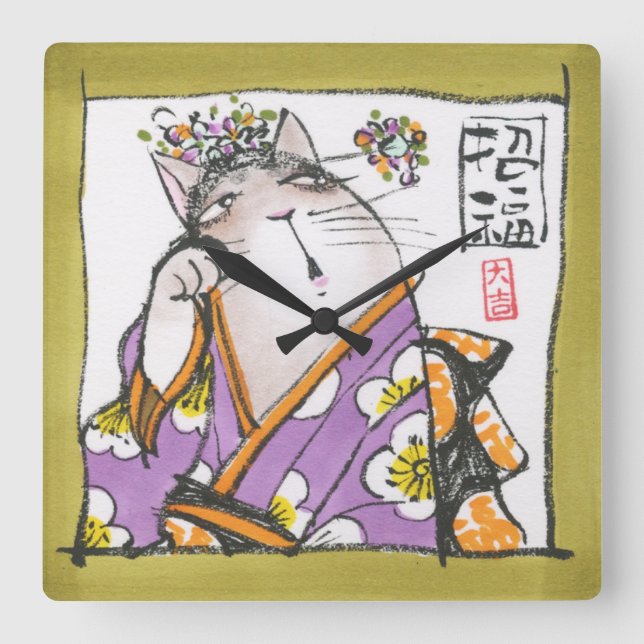 アクリル壁時計 招福 FYRKANTIG KLOCKA (Framsida)