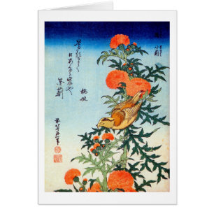 ア ザ ミ 鳥, 北 bjudande Bird and Thistle, Hokusai, Uki Hälsningskort