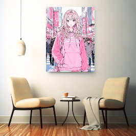 オシャレなPinkアートパネル|寿司娘 GenerativeAI Canvastryck