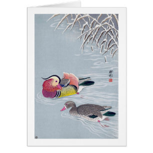 オ シ リ, 小 古 ド Mandarin anka, Ohara Koson, Ukiyo-e Hälsningskort