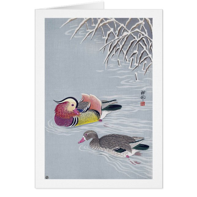 オ シ リ, 小 古 ド Mandarin anka, Ohara Koson, Ukiyo-e Hälsningskort (Framsidan)