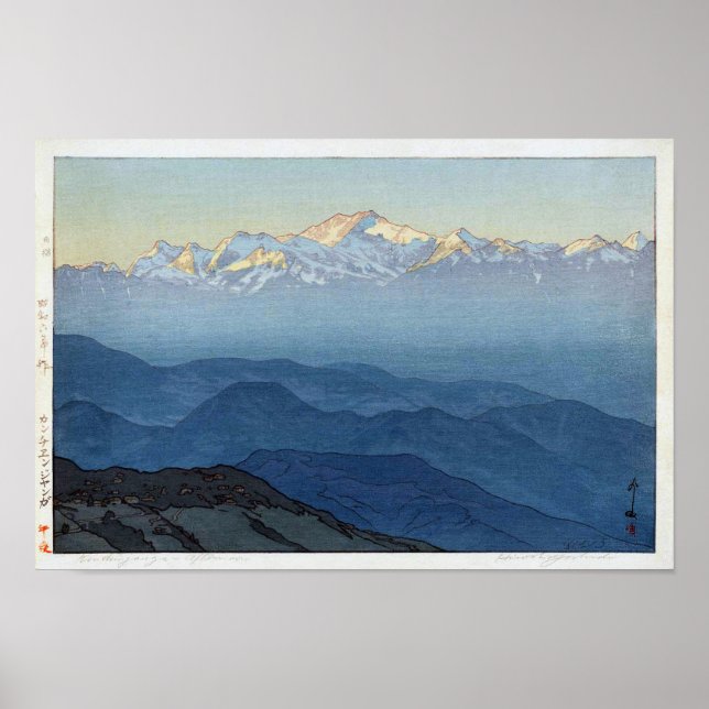 カ ン チ ェ ジ ュ budg, Kangchenjunga, Yoshida, Woodcut Poster (Framsidan)