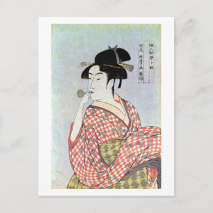 ガ ラ ス 笛 を 吹 bud, bud bål Glass Whistling Woman, Ut Vykort