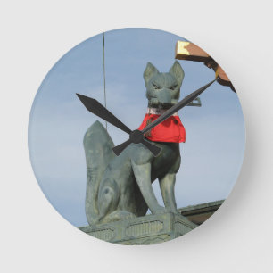 キ ツ ネ (Fox) med Nyckel i munnen Rund Klocka