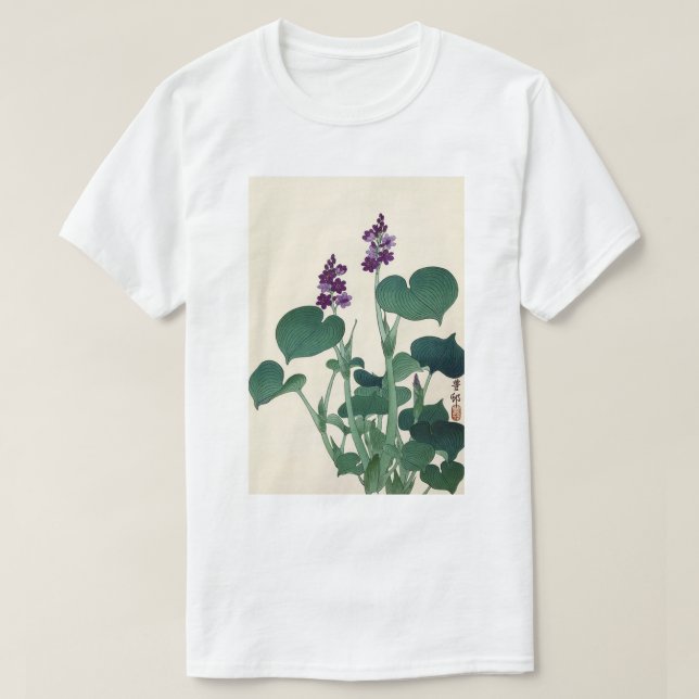 ギ ボ ウ の 花, 古 bud Lila Blommar Hosta, Ohara Koson T-shirt (Design framsida)