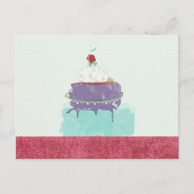 ケ ー キ Körsbärstårta med gräddgrädde med druvmust v Vykort (Framsida)