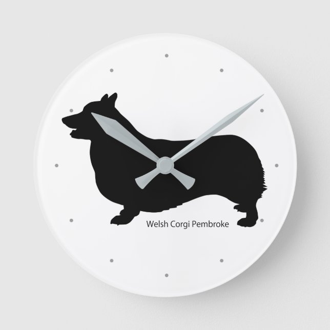 コーギー 掛け時計 Welsh Corgi clock Rund Klocka (Framsida)