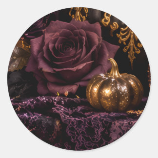 ゴシックハロウィン 紫の薔薇とパンプキン 招待状シール RUNT KLISTERMÄRKE