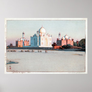 タ ー ジ ・ ハ, Taj Mahal, Agra, Hiroshi Yoshida, Woodc Poster