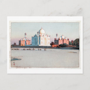 タ ー ジ ・ ハ, Taj Mahal, Agra, Hiroshi Yoshida, Woodc Vykort