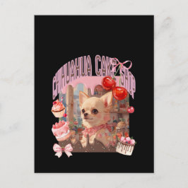 チワワのケーキ屋さん、スイーツ、子犬、リボン、cherry,girly好きのための vykort