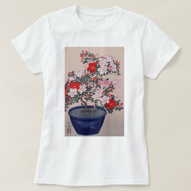 ツツジの盆栽 小原古邨BonsaiAzalea, Ohara Koson, Ukiyo-e Tee (Design framsida)