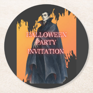 ドラキュラ伯爵のハロウィンパーティー招待 UNDERLÄGG PAPPER RUND
