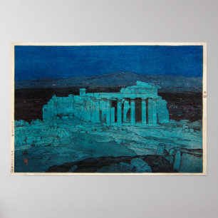 パ ル テ ノ ン, 殿, Parthenon, Hiroshi Yoshida, Woodcut Poster