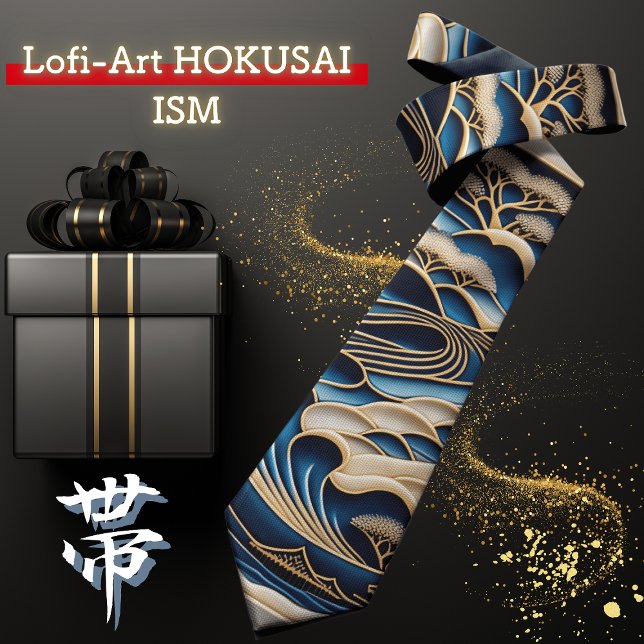 ビンテージな日本の浮世絵北斎イズムとローファイアートが融合した着物柄のネクタイ SLIPS (Skapare uppladdad)