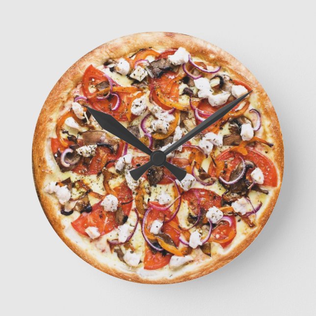 ピザ 壁掛け時計 pizza Wall clock Rund Klocka (Framsida)