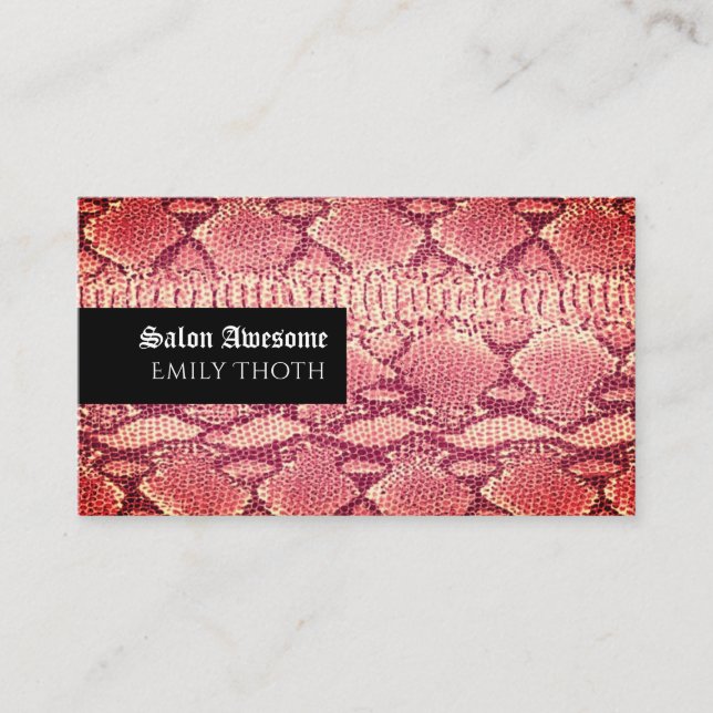 ピンクのパイソン柄デザイン VISITKORT (Framsida)