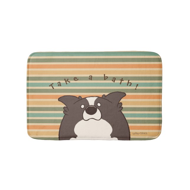 ボーダーコリー "ボダたま(黒)" -Retro- Badrumsmatta (Framsidan)