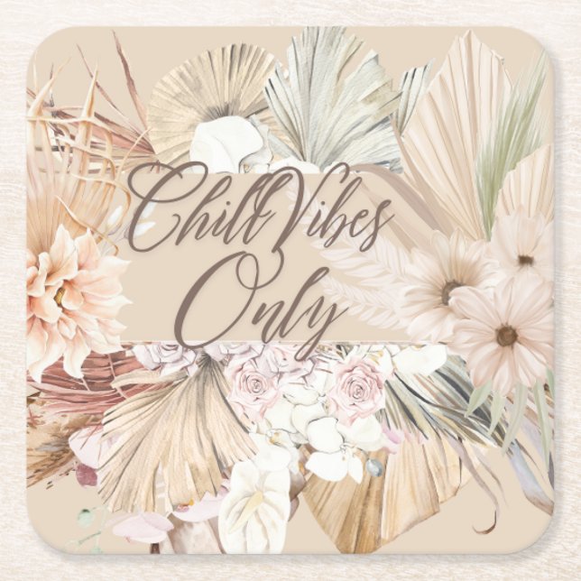 ボーホーフラワーコースター UNDERLÄGG PAPPER KVADRAT (Framsidan)