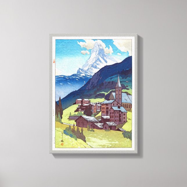 マ ッ タ ー ル, Matterhorn, Hiroshi Yoshida, Woodcut Canvastryck (Framsida)