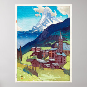 マ ッ タ ー ル, Matterhorn, Hiroshi Yoshida, Woodcut Poster
