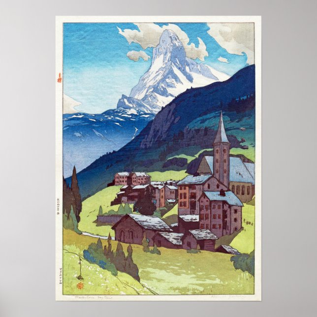 マ ッ タ ー ル, Matterhorn, Hiroshi Yoshida, Woodcut Poster (Framsidan)