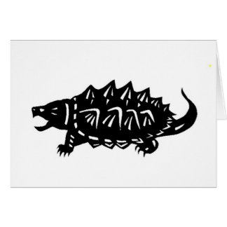 ワニガメ 亀 切り絵 alligator snapping turtle, macroclemys hälsningskort