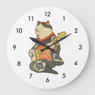 三味線を弾く猫 国芳katt som leker gitarren, Kuniyoshi, Stor Klocka
