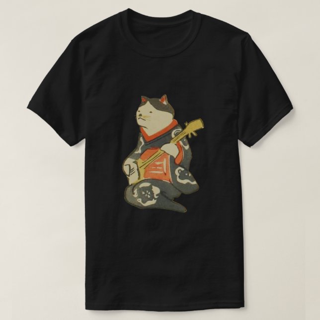 三味線を弾く猫 国芳katt som leker gitarren, Kuniyoshi, Tee (Design framsida)